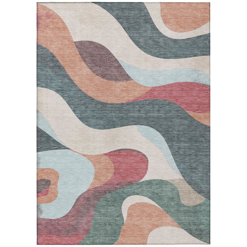 Machine Washable Indoor/Outdoor Chantille ACN2186 Coral 5' x 7'6" Rug. Picture 1
