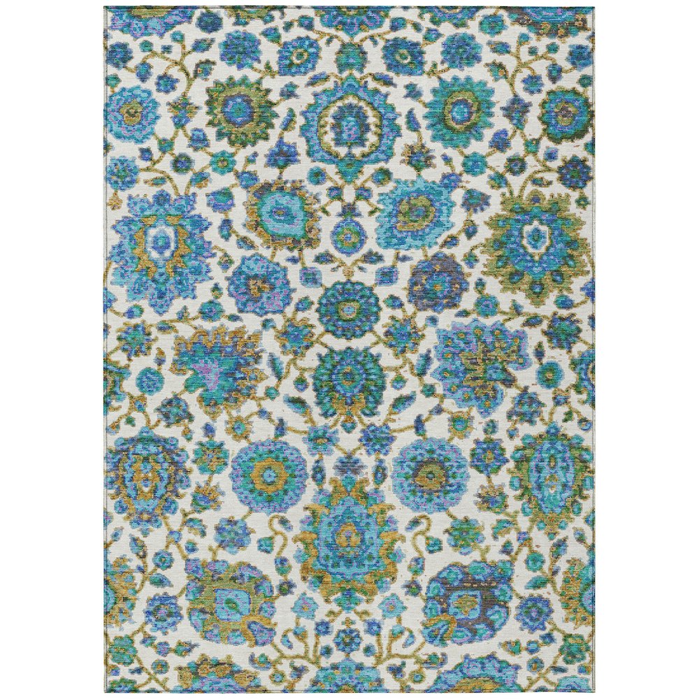 Machine Washable Indoor/Outdoor Chantille ACN2187 Aqua 5' x 7'6" Rug. Picture 1