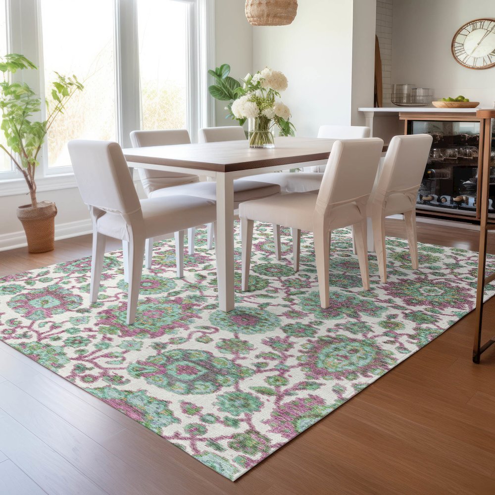 Machine Washable Indoor/Outdoor Chantille ACN2187 Mint 5' x 7'6" Rug. Picture 5