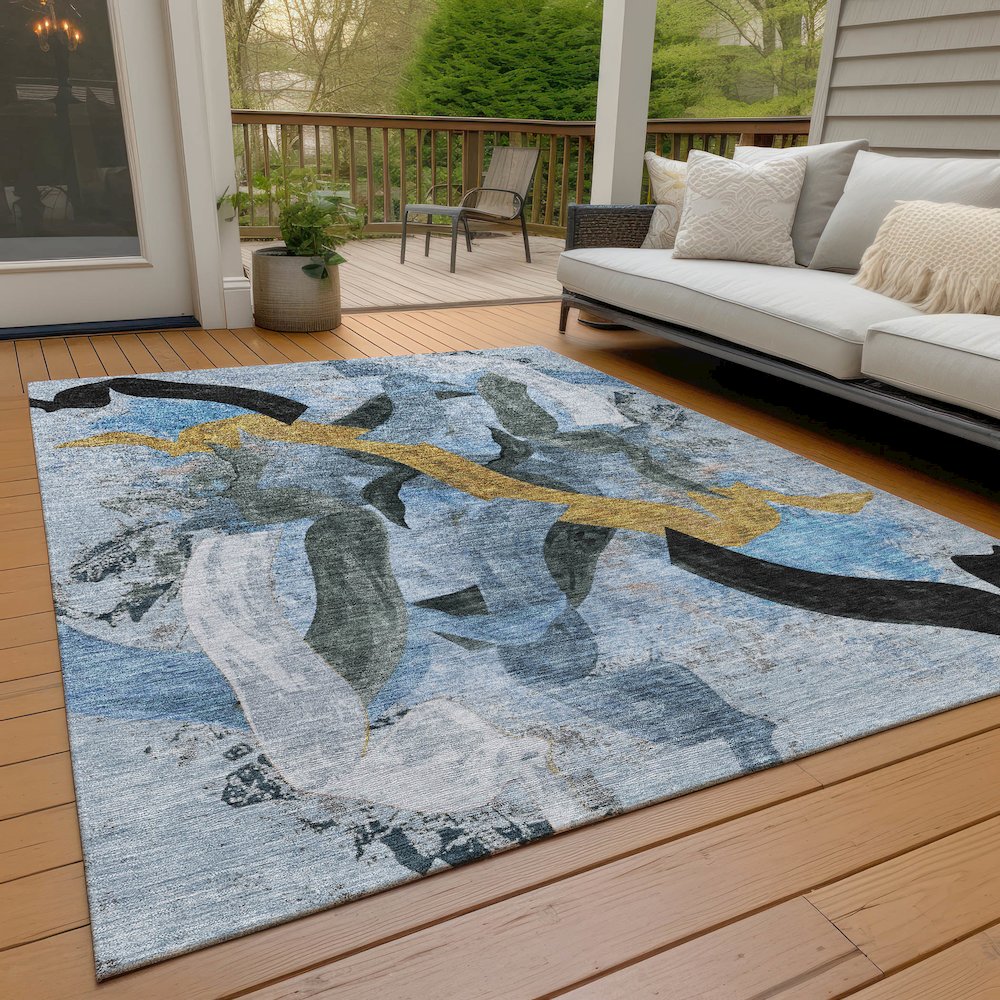Machine Washable Indoor/Outdoor Chantille ACN2191 Denim 5' x 7'6" Rug. Picture 7