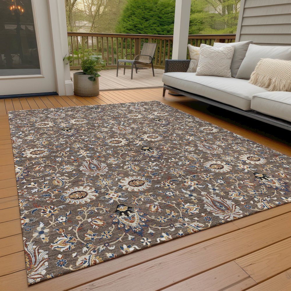 Machine Washable Indoor/Outdoor Chantille ACN2192 Chocolate 5' x 7'6" Rug. Picture 7