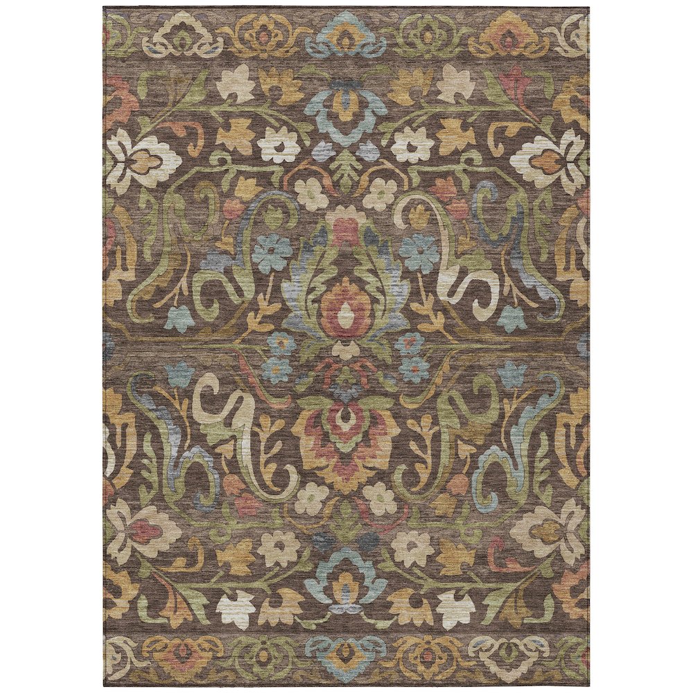 Machine Washable Indoor/Outdoor Chantille ACN2193 Chocolate 5' x 7'6" Rug. Picture 1