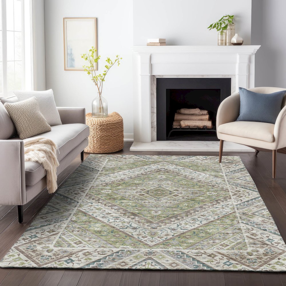Machine Washable Indoor/Outdoor Chantille ACN2195 Aloe 5' x 7'6" Rug. Picture 6