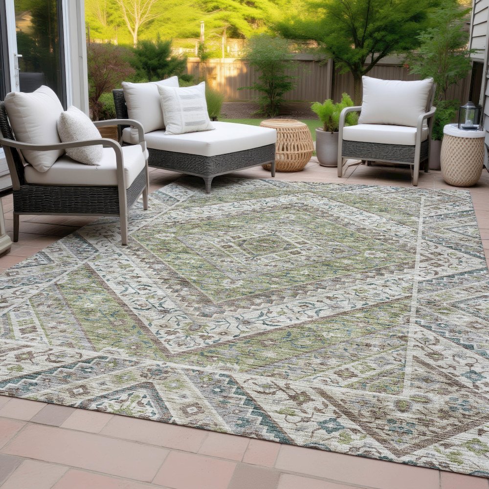 Machine Washable Indoor/Outdoor Chantille ACN2195 Aloe 5' x 7'6" Rug. Picture 8