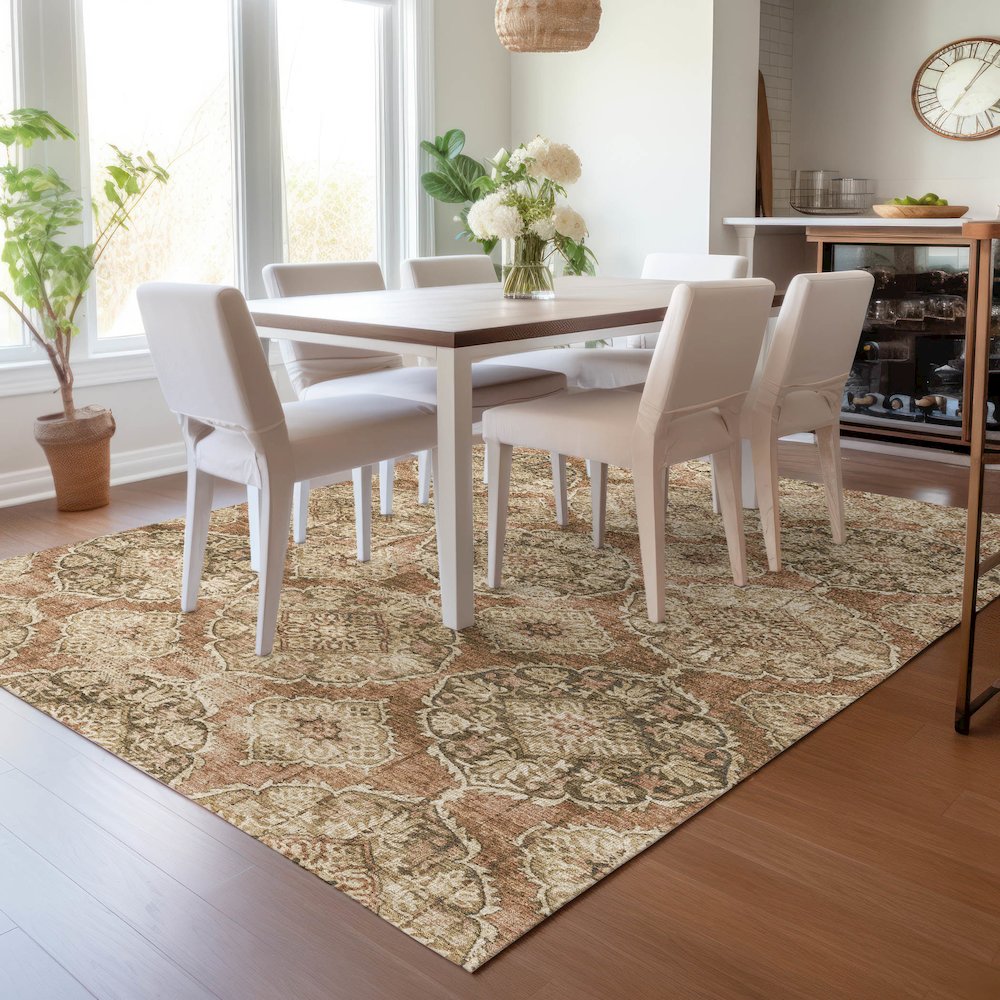 Machine Washable Indoor/Outdoor Chantille ACN2196 Paprika 5' x 7'6" Rug. Picture 5