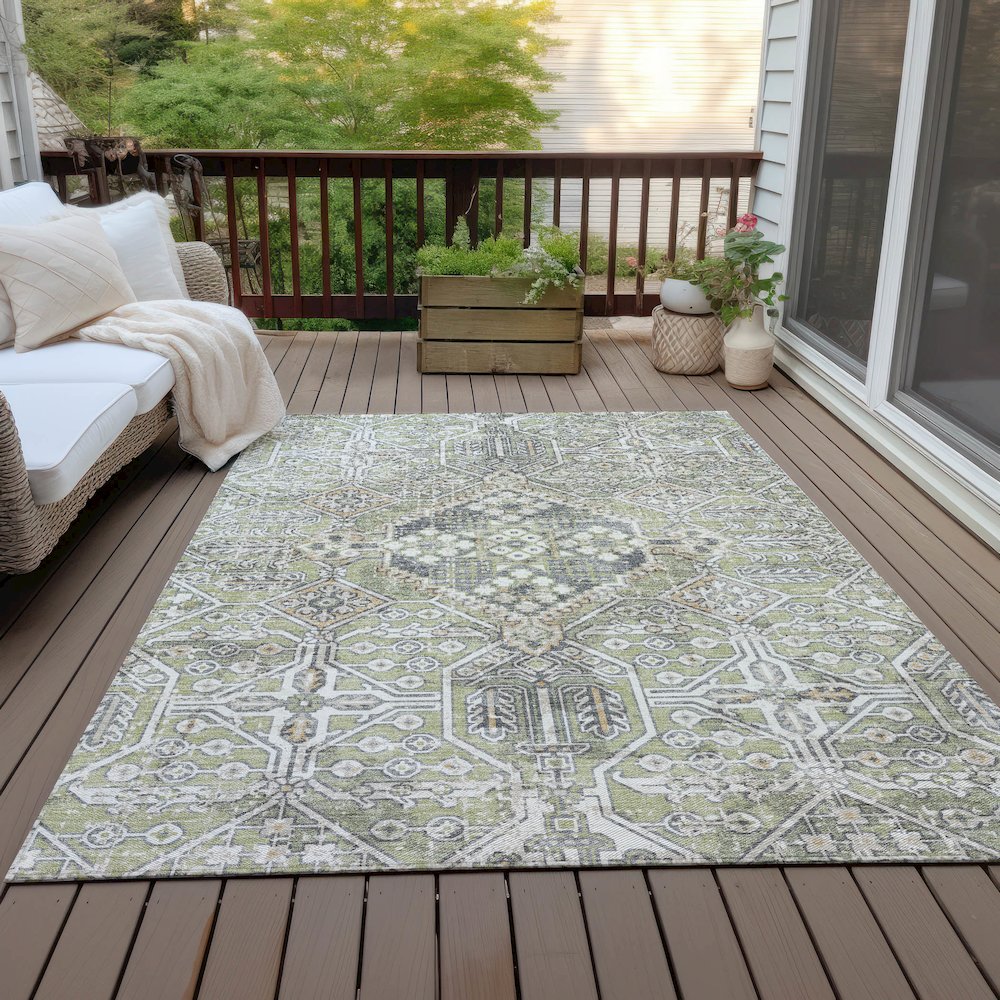 Machine Washable Indoor/Outdoor Chantille ACN2197 Aloe 5' x 7'6" Rug. Picture 7