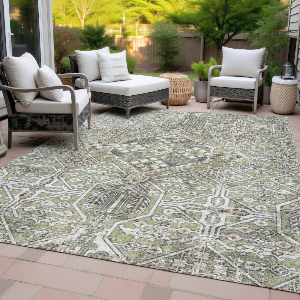 Machine Washable Indoor/Outdoor Chantille ACN2197 Aloe 5' x 7'6" Rug. Picture 8