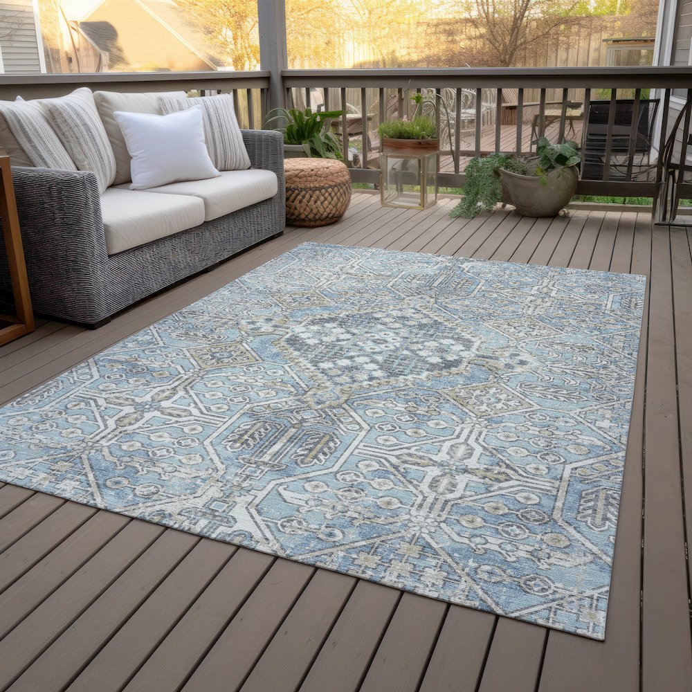 Machine Washable Indoor/Outdoor Chantille ACN2197 Sky 5' x 7'6" Rug. Picture 8