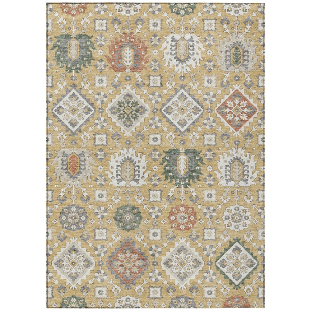 Machine Washable Indoor/Outdoor Chantille ACN2200 Gold 5' x 7'6" Rug. Picture 1