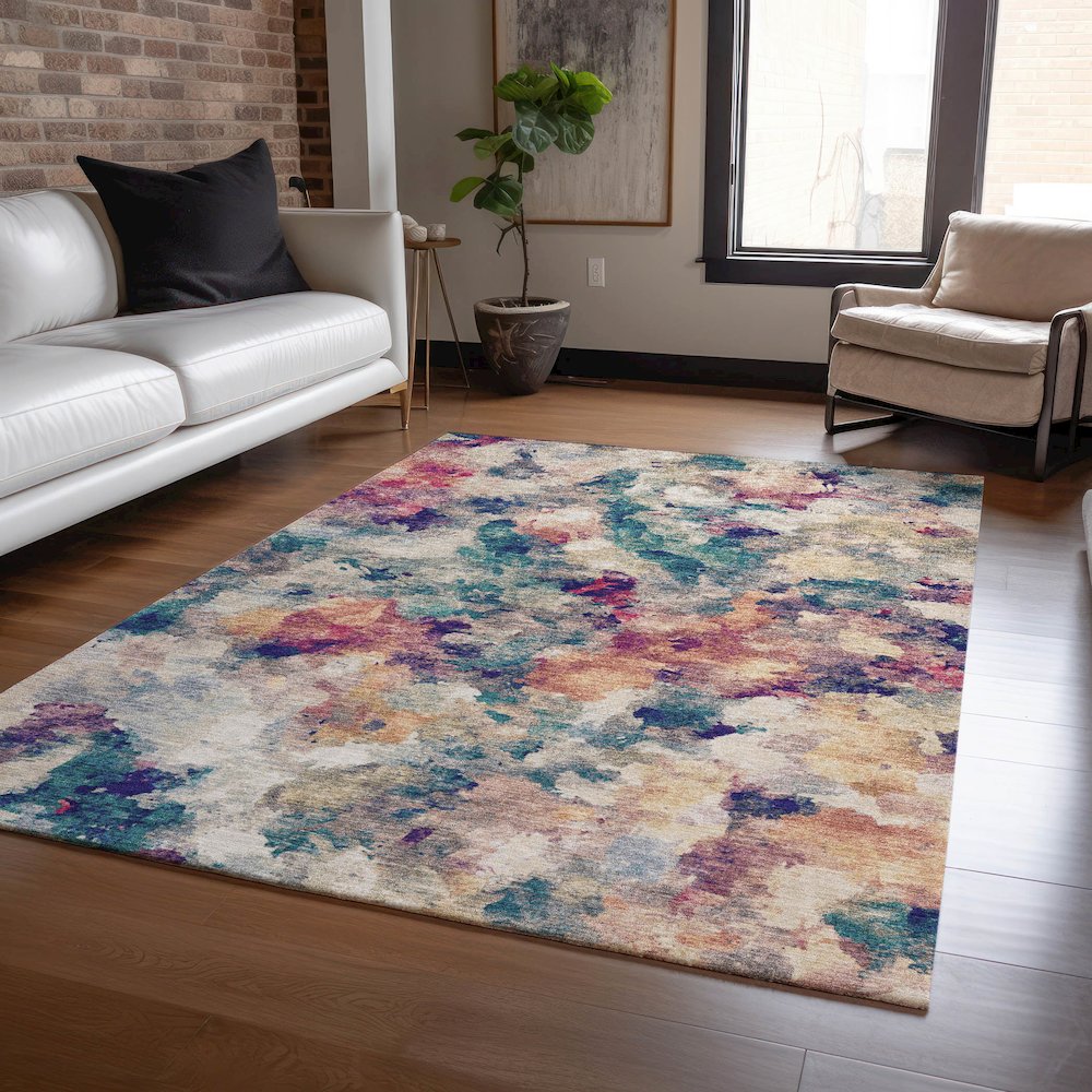 Machine Washable Indoor/Outdoor Chantille ACN2203 Putty 5' x 7'6" Rug. Picture 5