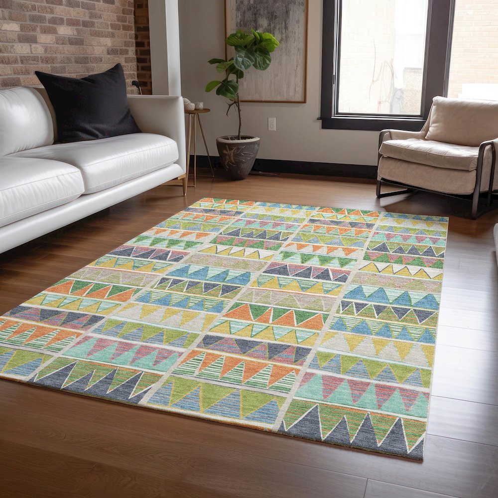 Machine Washable Indoor/Outdoor Chantille ACN2205 Beige 5' x 7'6" Rug. Picture 5
