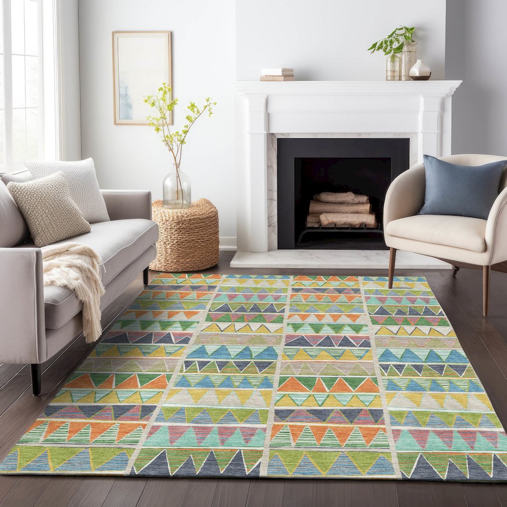 Machine Washable Indoor/Outdoor Chantille ACN2205 Beige 5' x 7'6" Rug. Picture 6