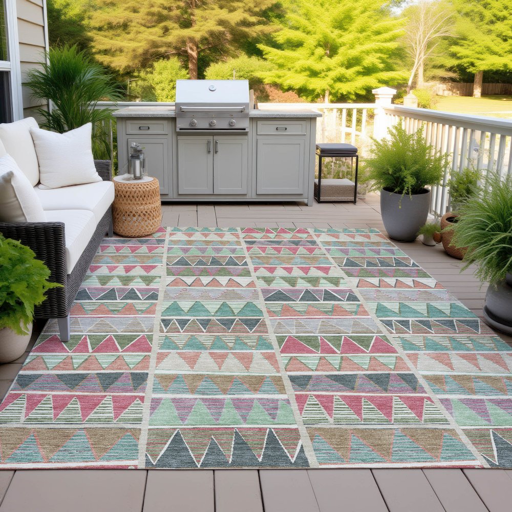 Machine Washable Indoor/Outdoor Chantille ACN2205 Salmon 5' x 7'6" Rug. Picture 7