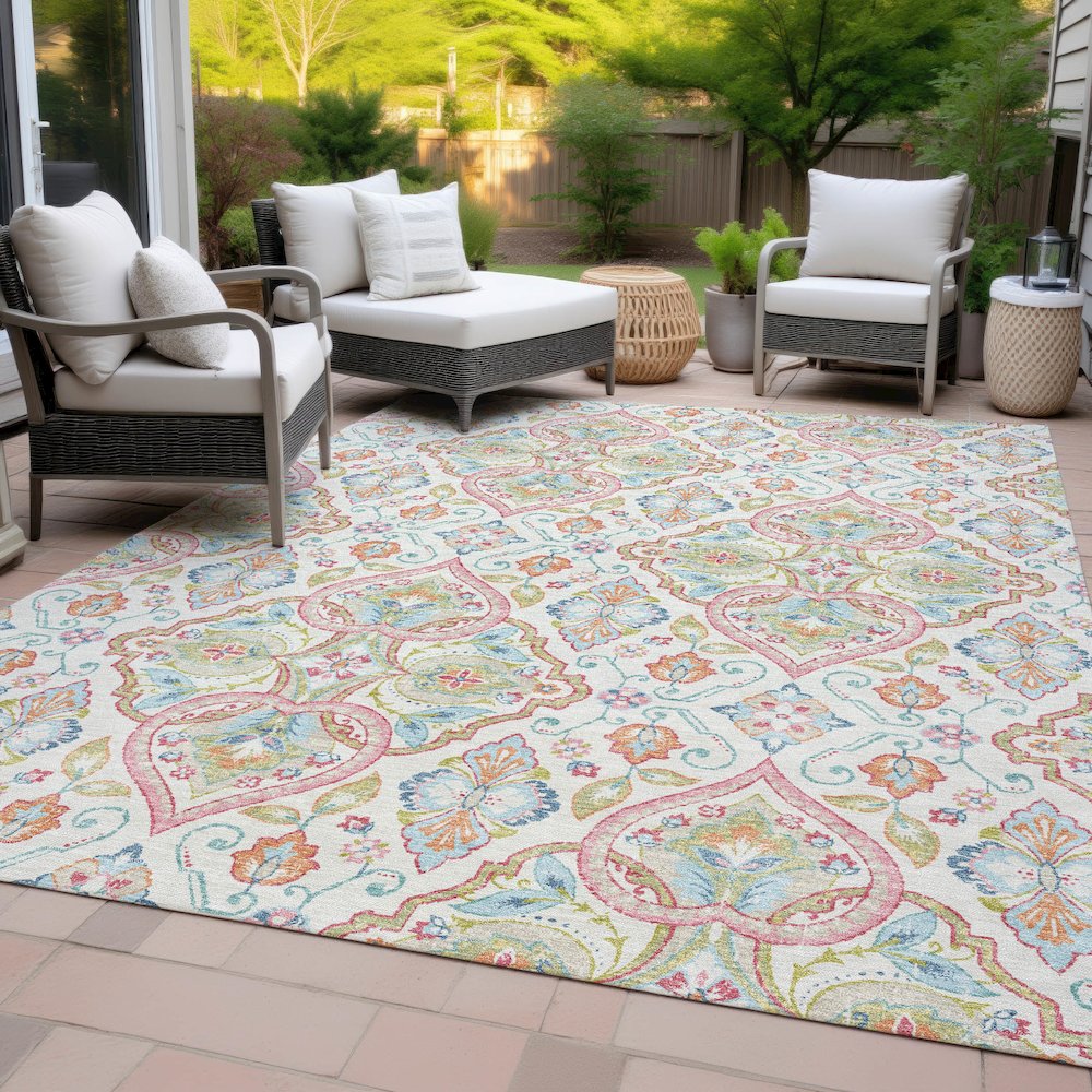 Machine Washable Indoor/Outdoor Chantille ACN2207 Ivory 5' x 7'6" Rug. Picture 8