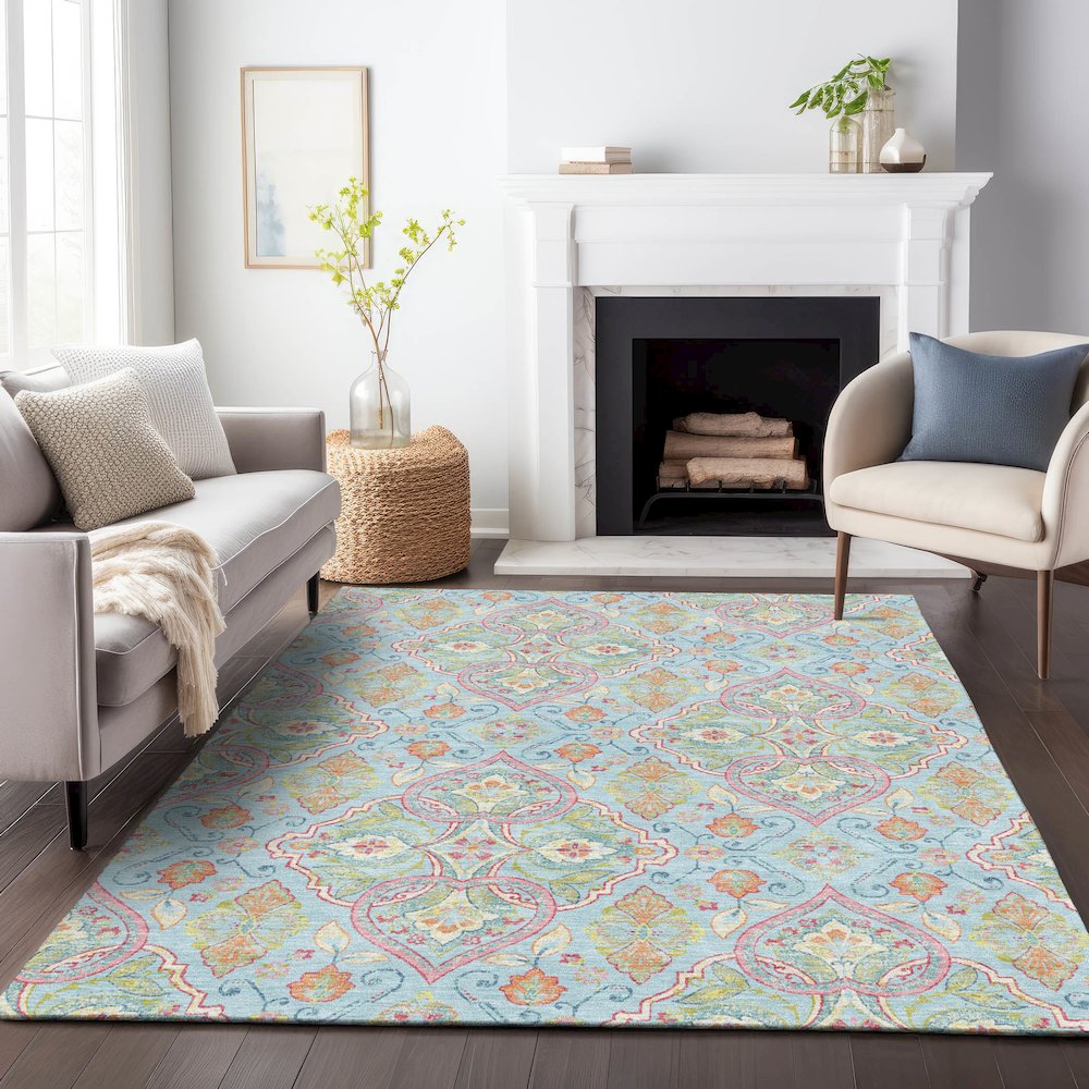 Machine Washable Indoor/Outdoor Chantille ACN2207 Sky 5' x 7'6" Rug. Picture 6