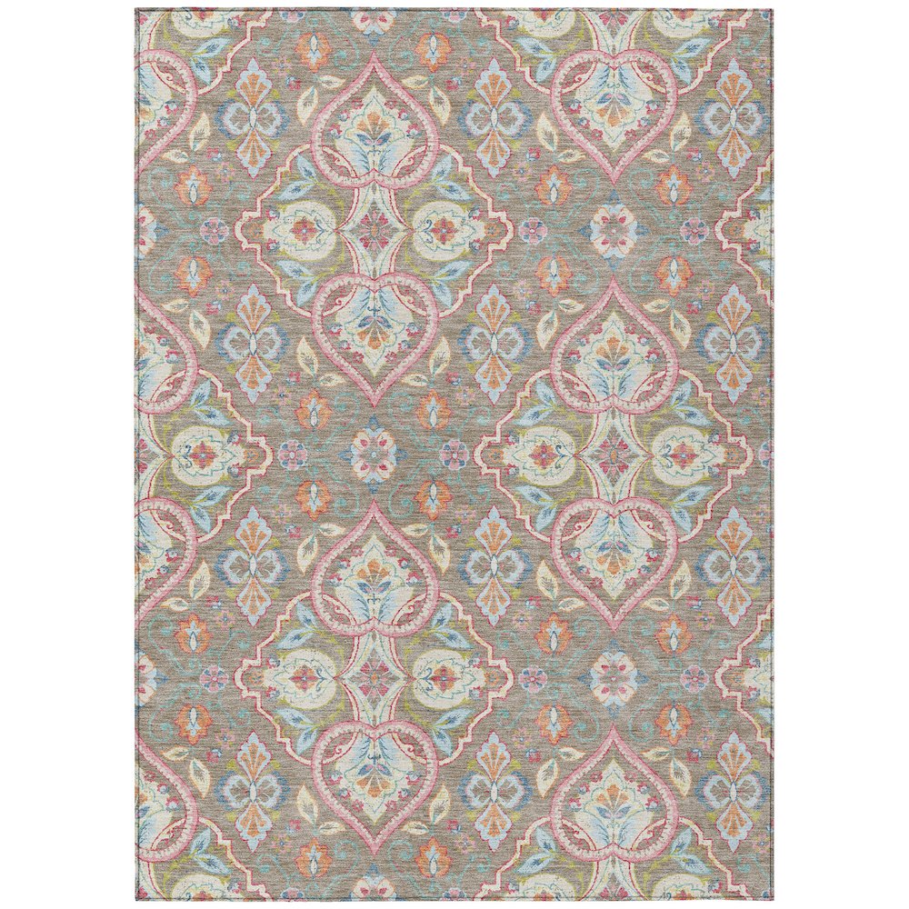 Machine Washable Indoor/Outdoor Chantille ACN2207 Taupe 5' x 7'6" Rug. Picture 1