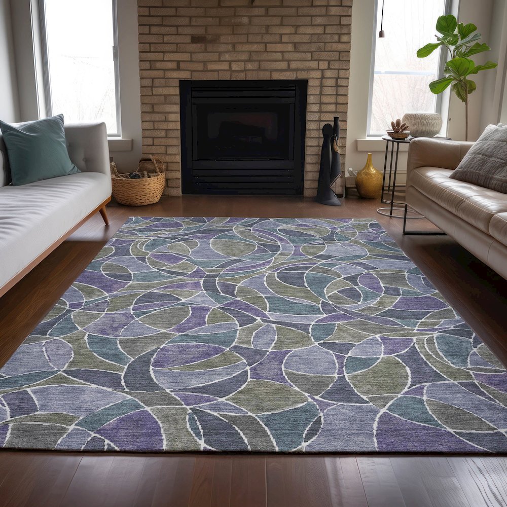 Machine Washable Indoor/Outdoor Chantille ACN2208 Purple 5' x 7'6" Rug. Picture 6