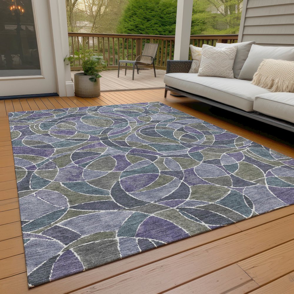 Machine Washable Indoor/Outdoor Chantille ACN2208 Purple 5' x 7'6" Rug. Picture 7