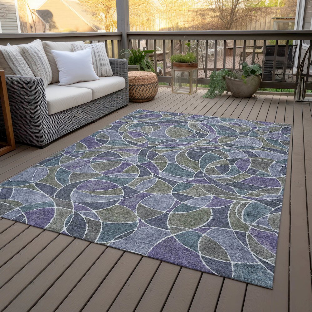 Machine Washable Indoor/Outdoor Chantille ACN2208 Purple 5' x 7'6" Rug. Picture 8