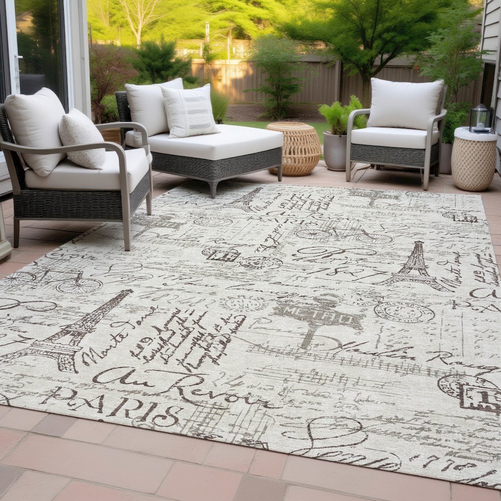 Machine Washable Indoor/Outdoor Chantille ACN2209 Linen 5' x 7'6" Rug. Picture 8