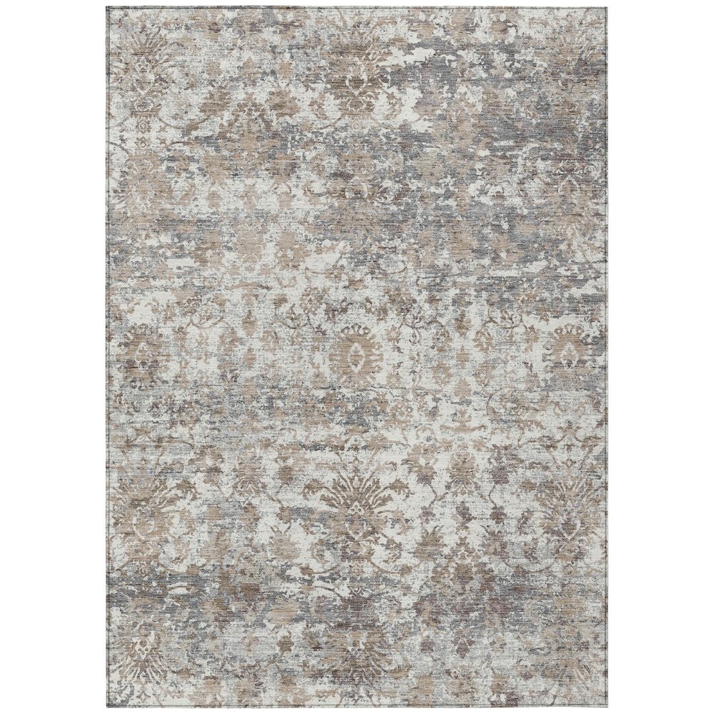 Machine Washable Indoor/Outdoor Chantille ACN2211 Taupe 5' x 7'6" Rug. Picture 1