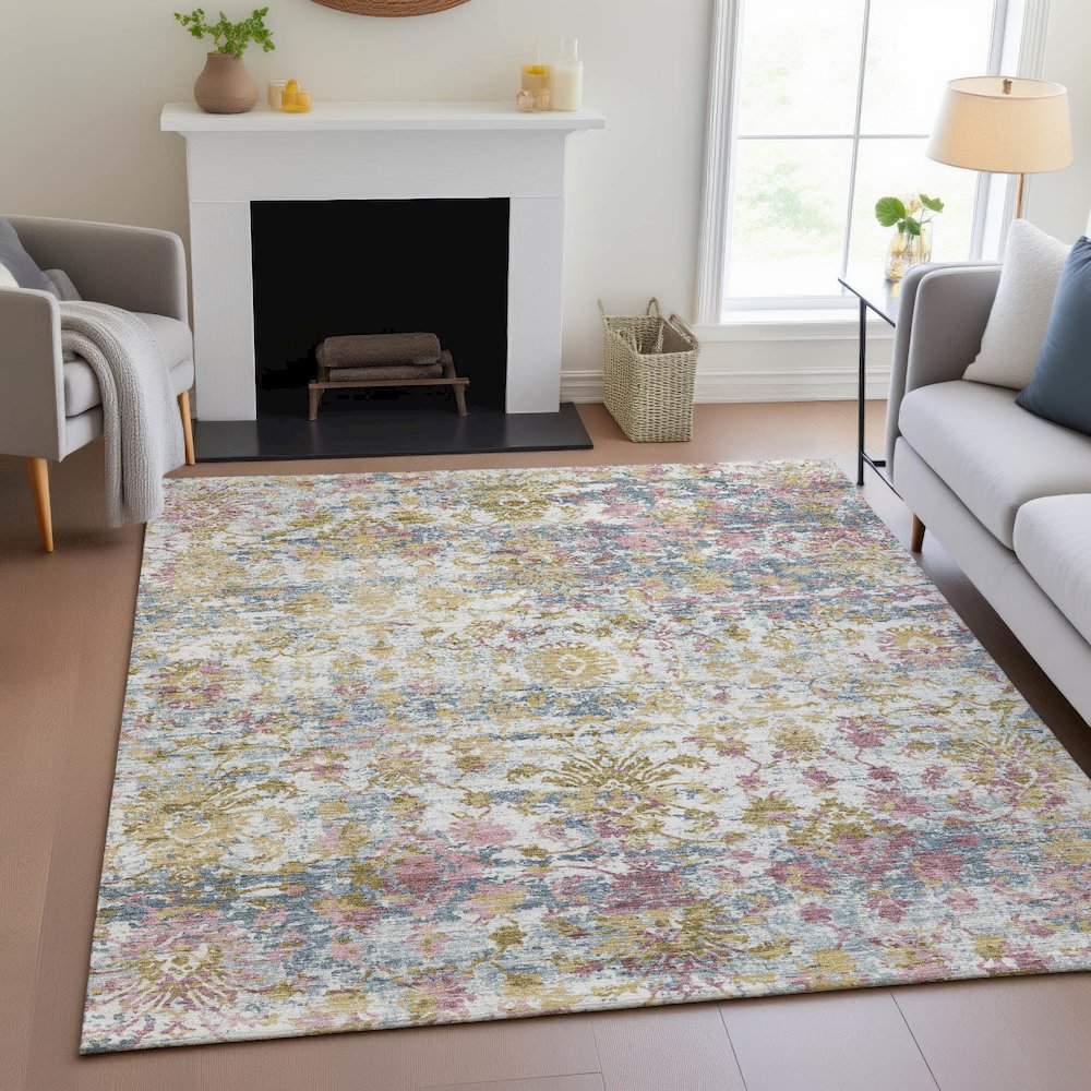 Machine Washable Indoor/Outdoor Chantille ACN2211 Wheat 5' x 7'6" Rug. Picture 5