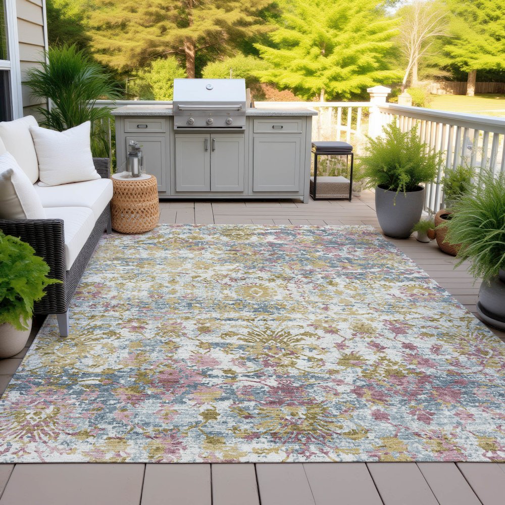 Machine Washable Indoor/Outdoor Chantille ACN2211 Wheat 5' x 7'6" Rug. Picture 7