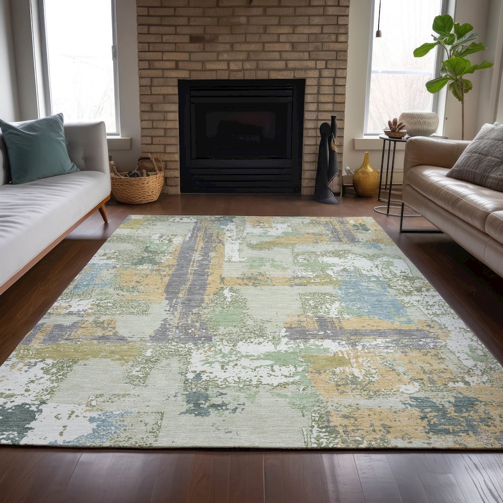 Machine Washable Indoor/Outdoor Chantille ACN2212 Aloe 5' x 7'6" Rug. Picture 6