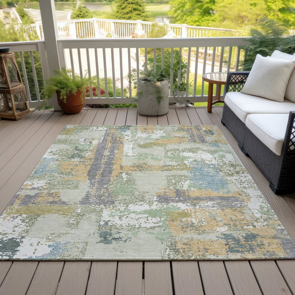 Machine Washable Indoor/Outdoor Chantille ACN2212 Aloe 5' x 7'6" Rug. Picture 7