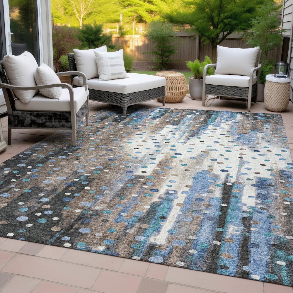 Machine Washable Indoor/Outdoor Chantille ACN2213 Taupe 5' x 7'6" Rug. Picture 8