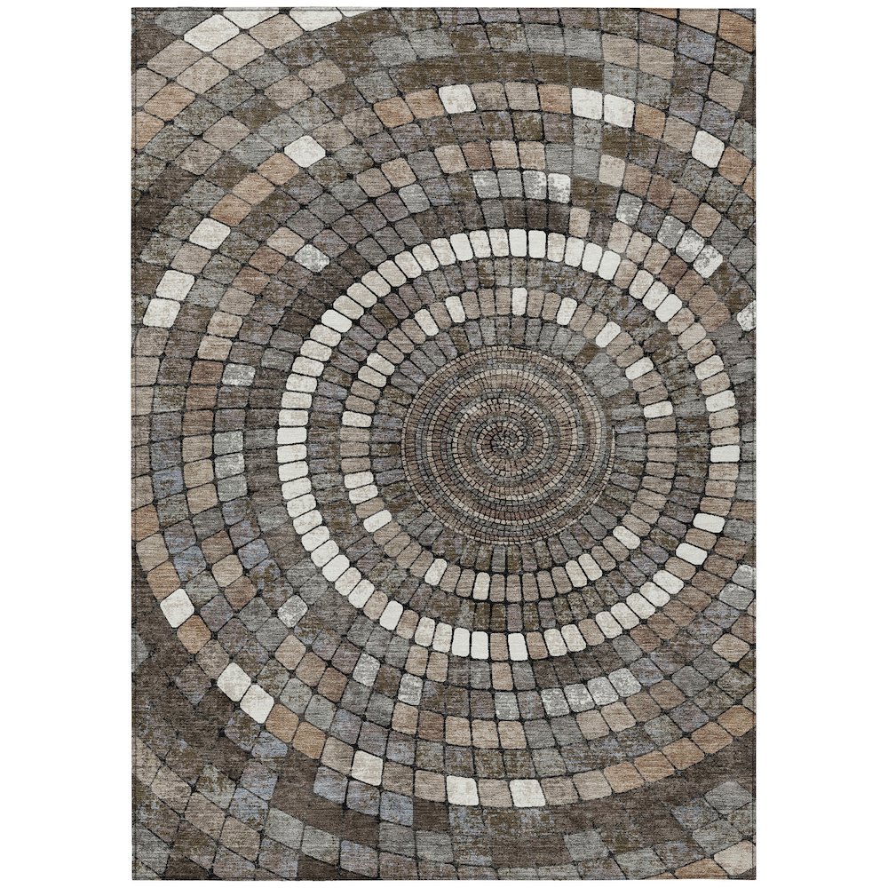 Machine Washable Indoor/Outdoor Chantille ACN2216 Brown 5' x 7'6" Rug. Picture 1