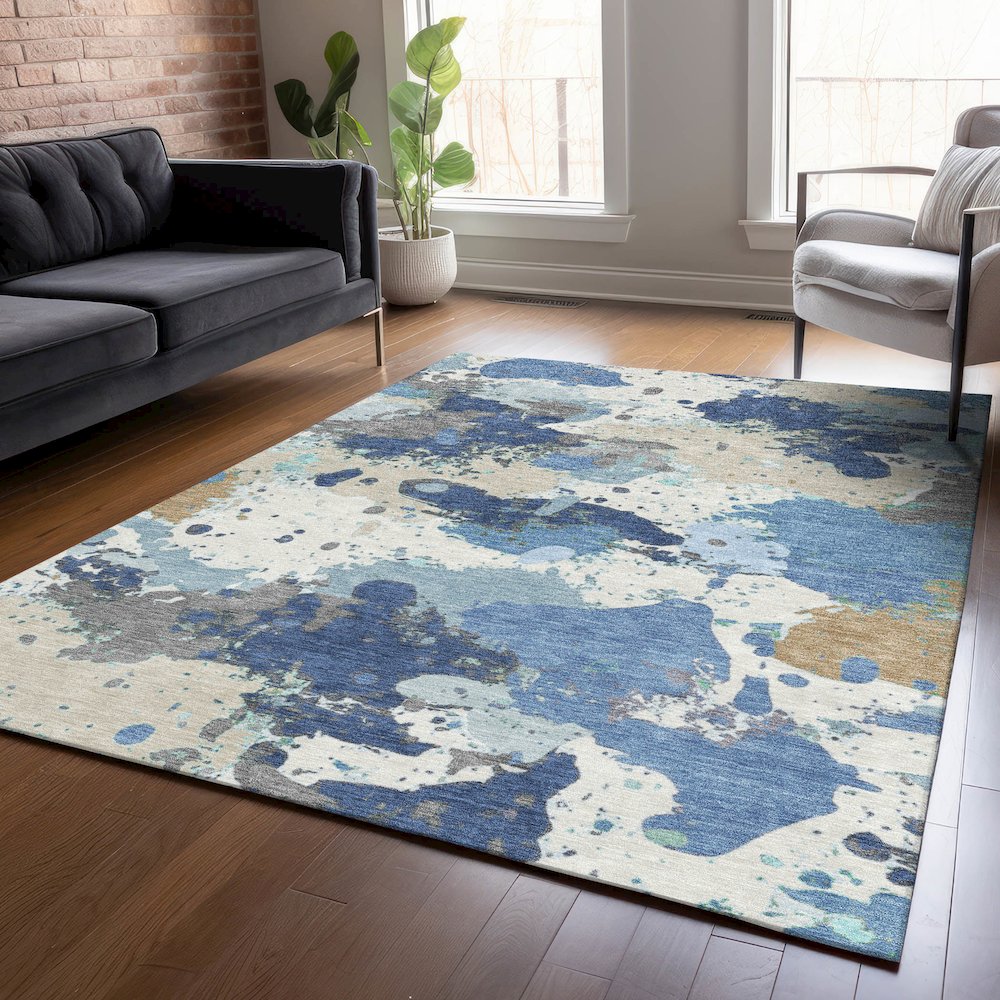 Machine Washable Indoor/Outdoor Chantille ACN2217 Denim 5' x 7'6" Rug. Picture 5