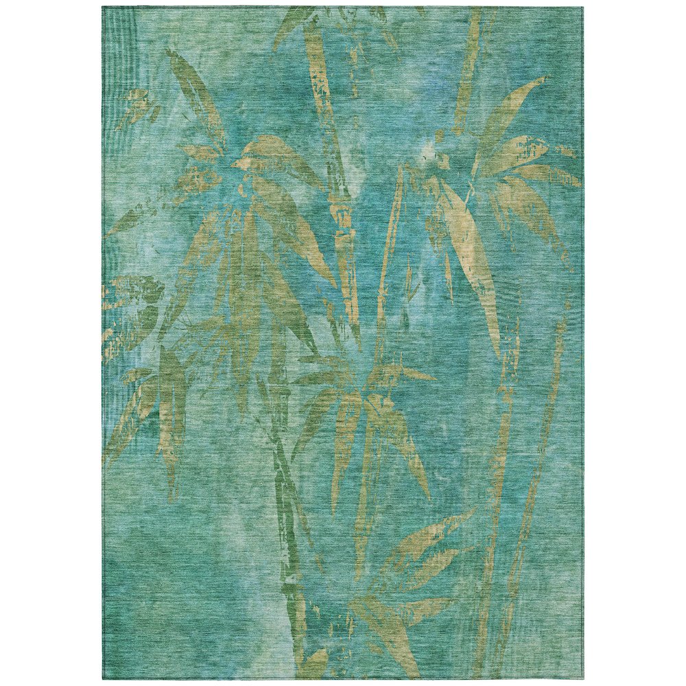 Machine Washable Indoor/Outdoor Chantille ACN2222 Teal 5' x 7'6" Rug. Picture 1
