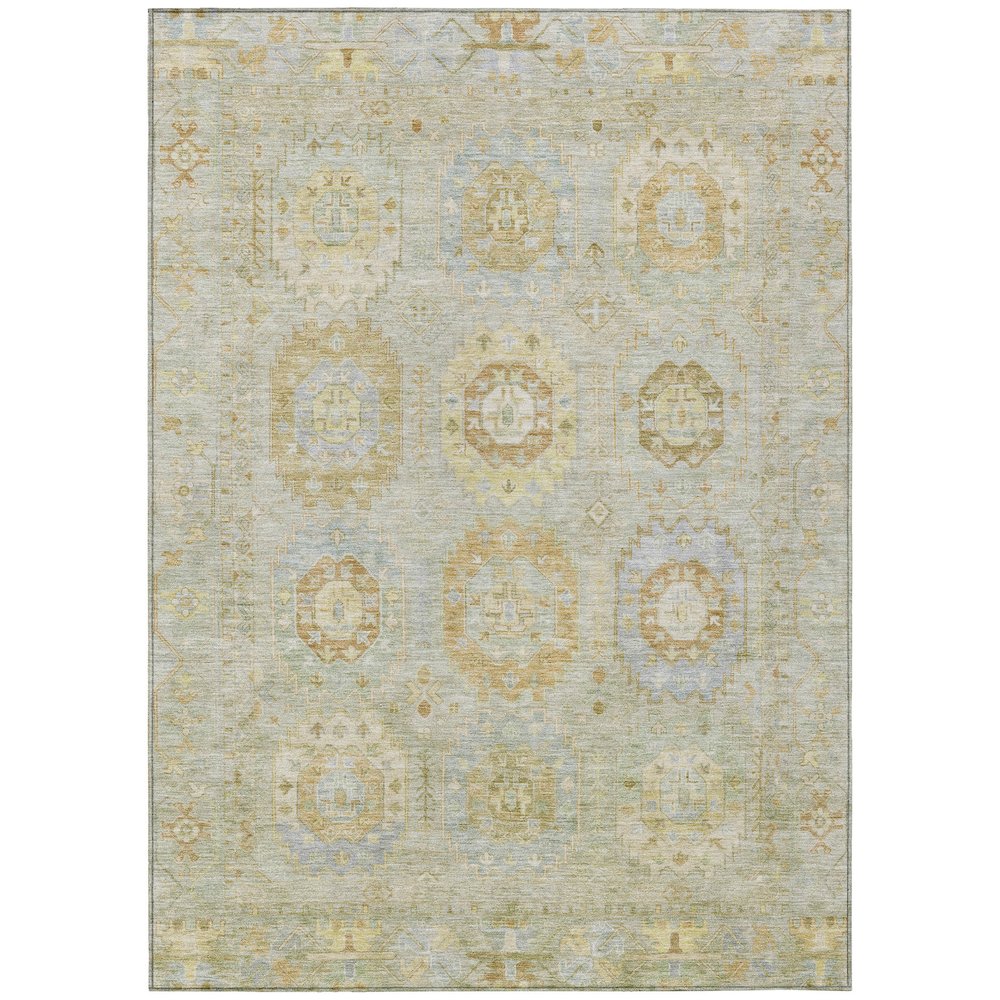 Machine Washable Indoor/Outdoor Chantille ACN2227 Green 5' x 7'6" Rug. Picture 1