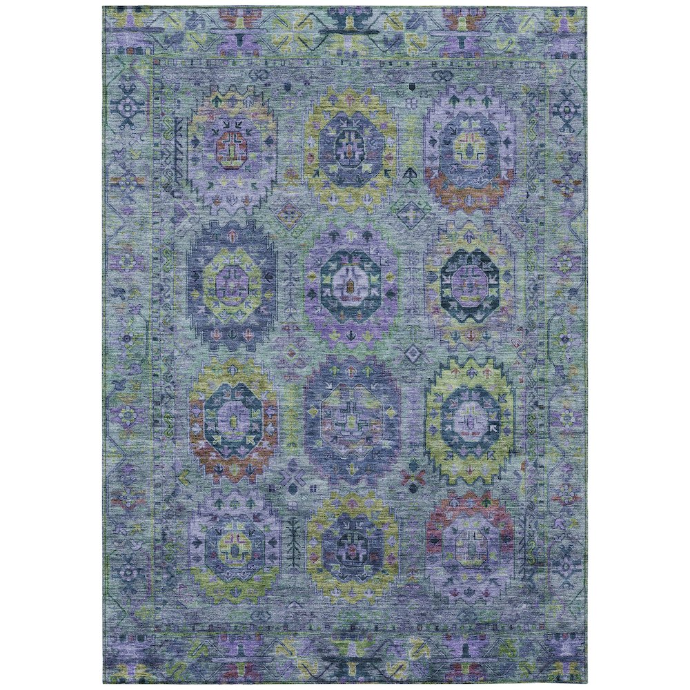 Machine Washable Indoor/Outdoor Chantille ACN2228 Green 5' x 7'6" Rug. Picture 1