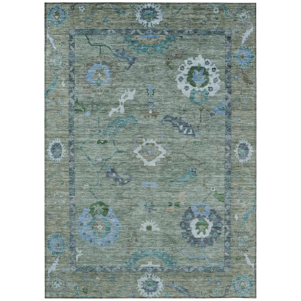 Machine Washable Indoor/Outdoor Chantille ACN2229 Green 5' x 7'6" Rug. Picture 1