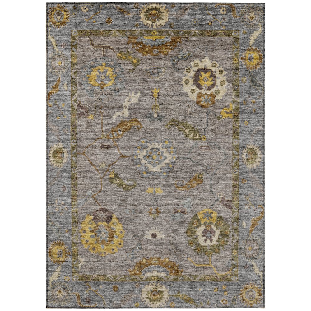 Machine Washable Indoor/Outdoor Chantille ACN2229 Gray 5' x 7'6" Rug. Picture 1