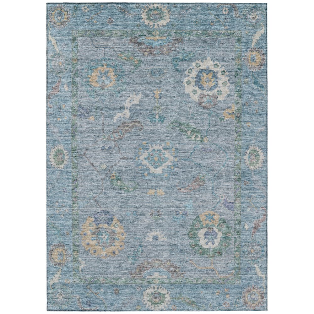 Machine Washable Indoor/Outdoor Chantille ACN2229 Blue 5' x 7'6" Rug. Picture 1