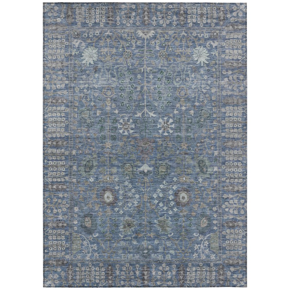 Machine Washable Indoor/Outdoor Chantille ACN2231 Blue 5' x 7'6" Rug. Picture 1