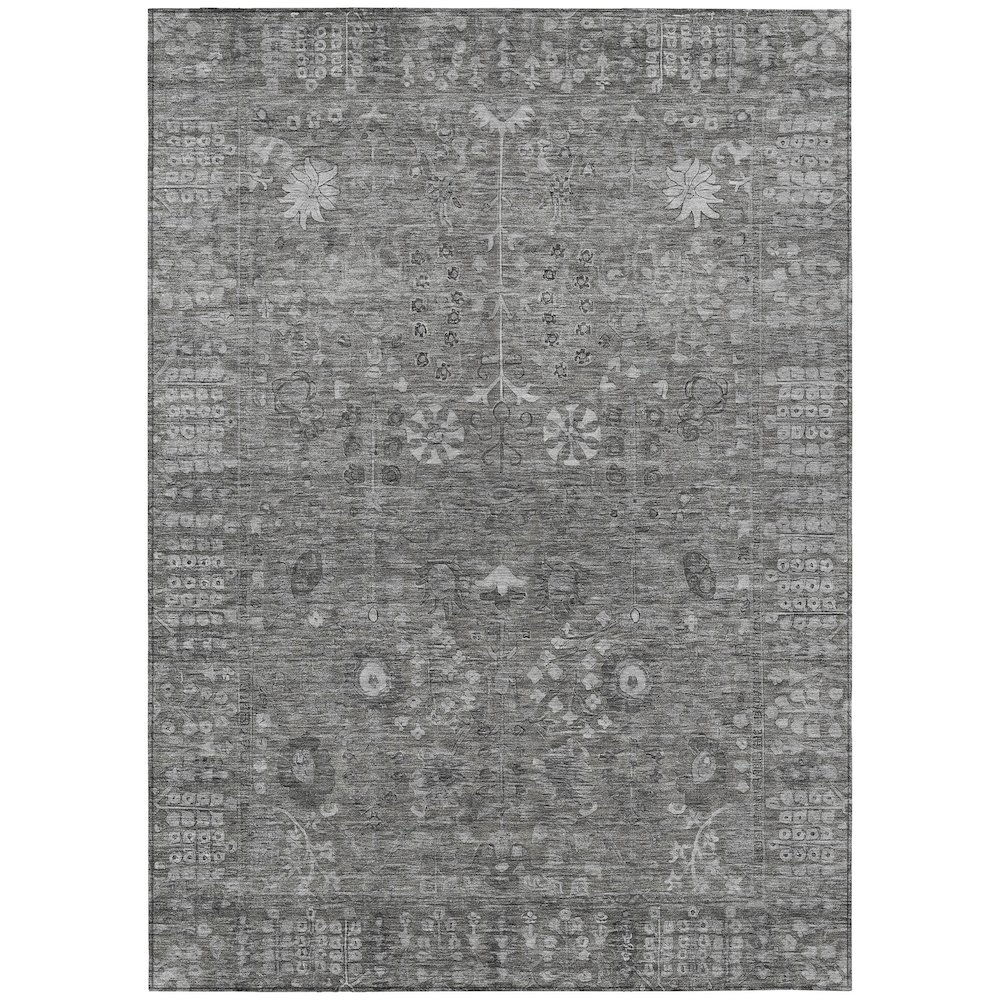 Machine Washable Indoor/Outdoor Chantille ACN2231 Gray 5' x 7'6" Rug. Picture 1