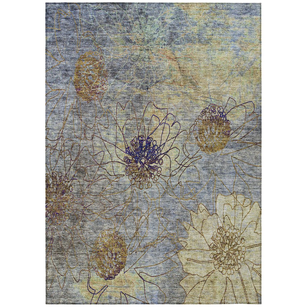 Machine Washable Indoor/Outdoor Chantille ACN2235 Blue 5' x 7'6" Rug. Picture 1