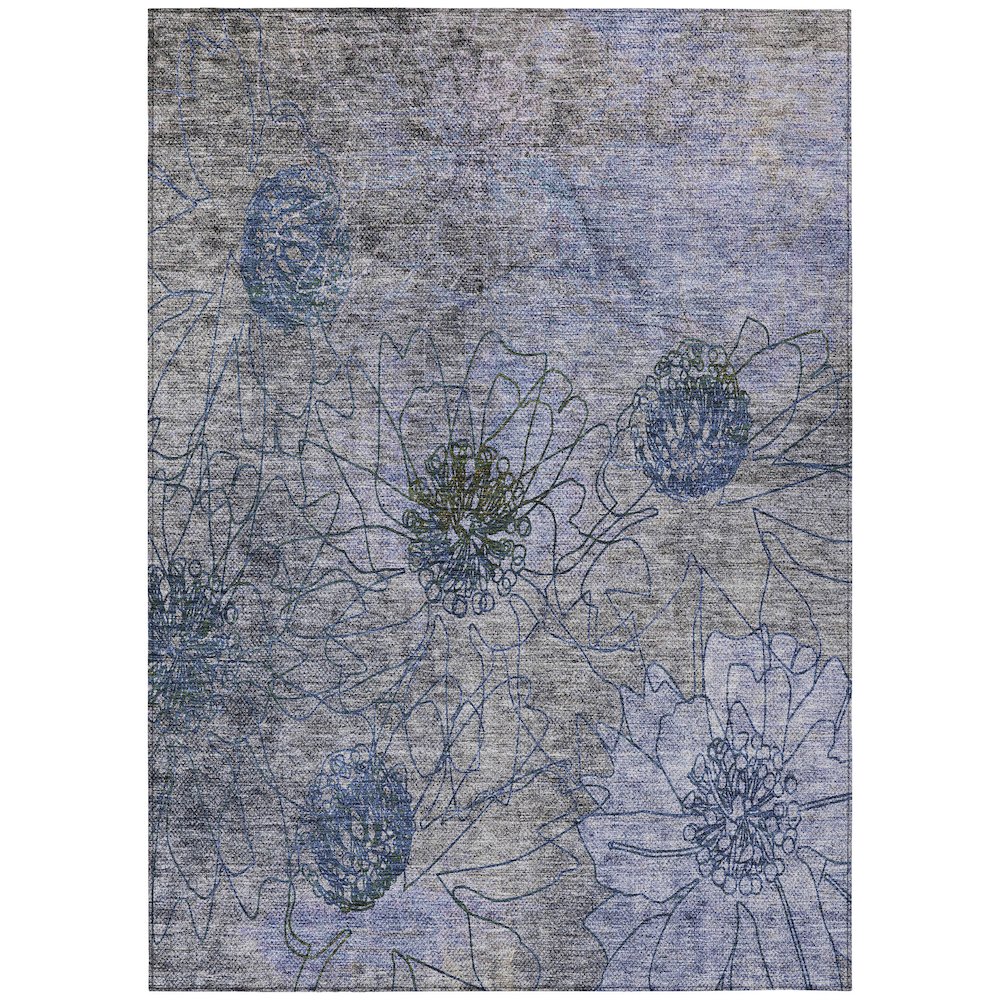 Machine Washable Indoor/Outdoor Chantille ACN2235 Gray 5' x 7'6" Rug. Picture 1
