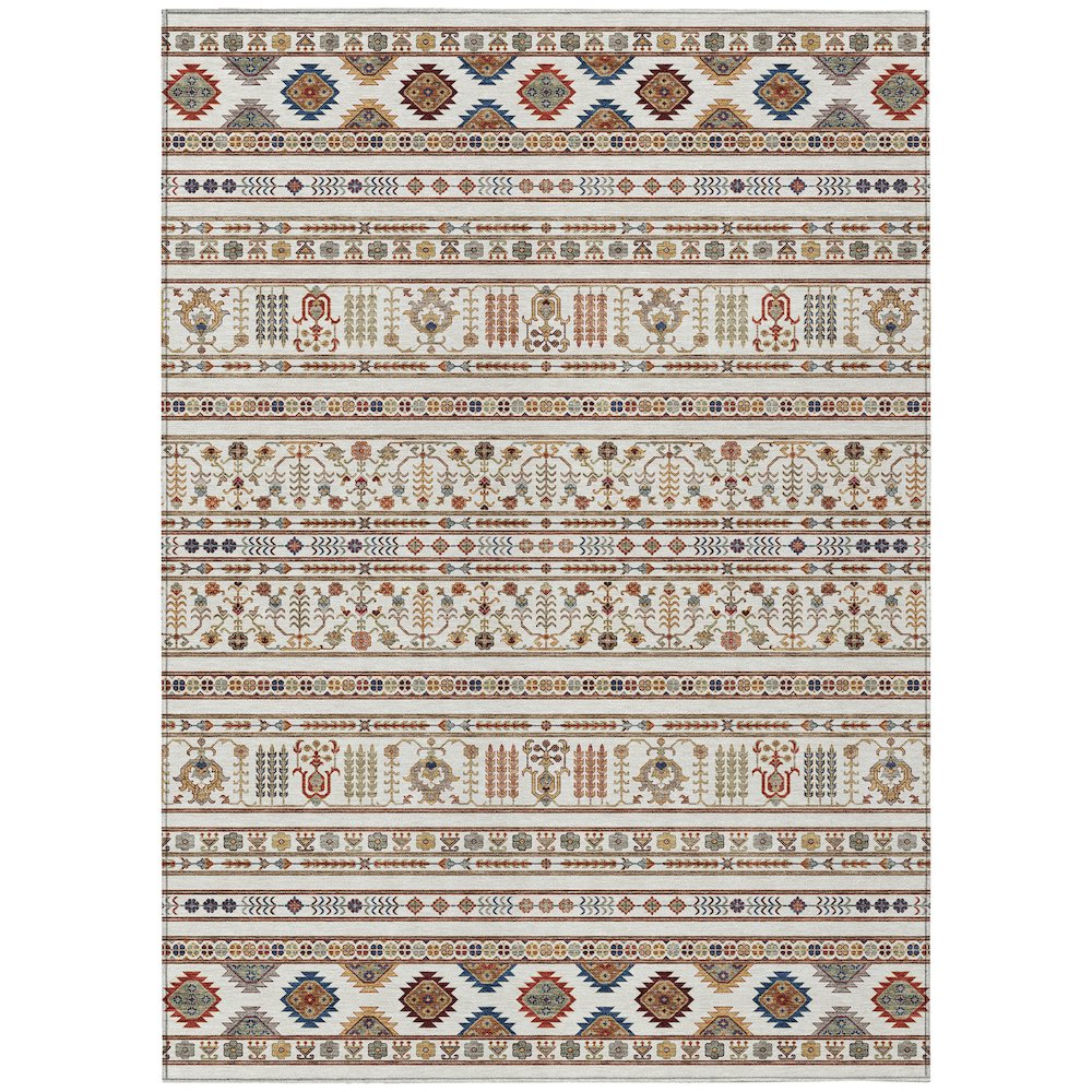 Machine Washable Indoor/Outdoor Chantille ACN2244 Ivory 5' x 7'6" Rug. Picture 1