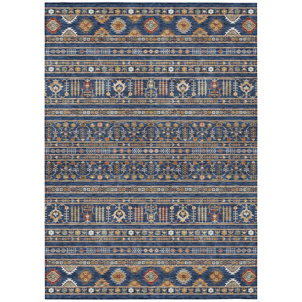 Machine Washable Indoor/Outdoor Chantille ACN2244 Blue 5' x 7'6" Rug. Picture 1