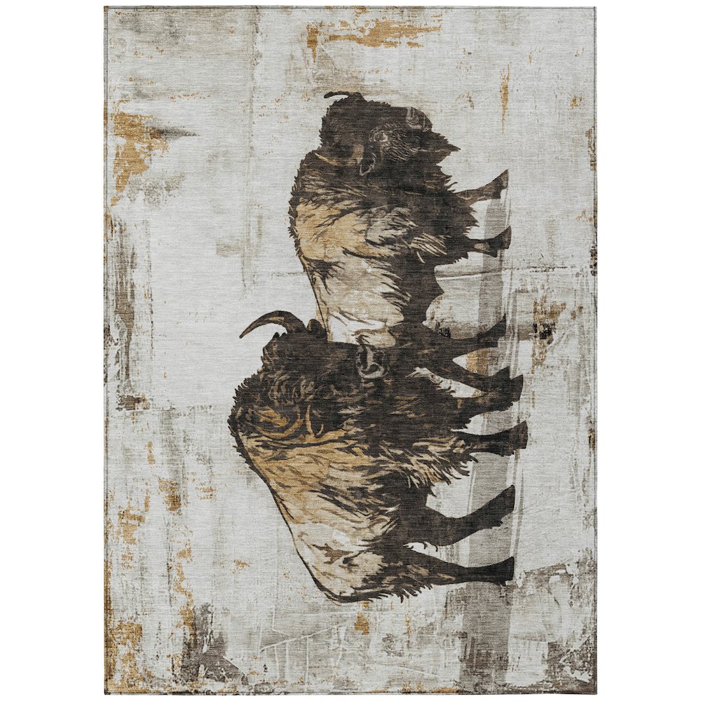 Machine Washable Indoor/Outdoor Chantille ACN2245 Ivory 5' x 7'6" Rug. Picture 1
