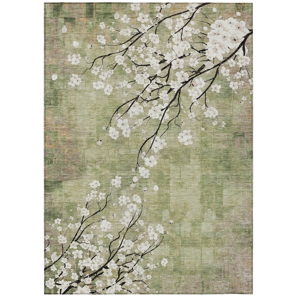 Machine Washable Indoor/Outdoor Chantille ACN2248 Green 5' x 7'6" Rug. Picture 1