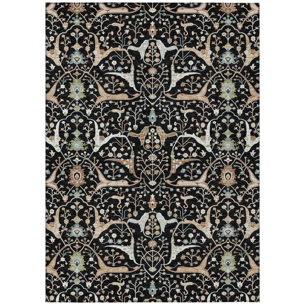 Machine Washable Indoor/Outdoor Chantille ACN2250 Black 5' x 7'6" Rug. Picture 1