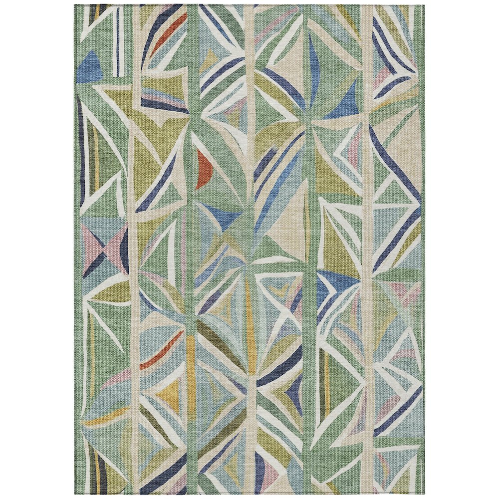 Machine Washable Indoor/Outdoor Chantille ACN2253 Green 5' x 7'6" Rug. Picture 1