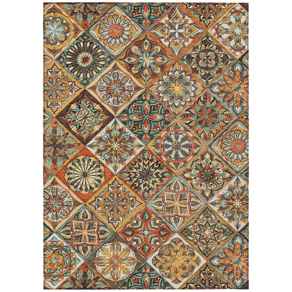 Machine Washable Indoor/Outdoor Chantille ACN2256 Gold 5' x 7'6" Rug. Picture 1