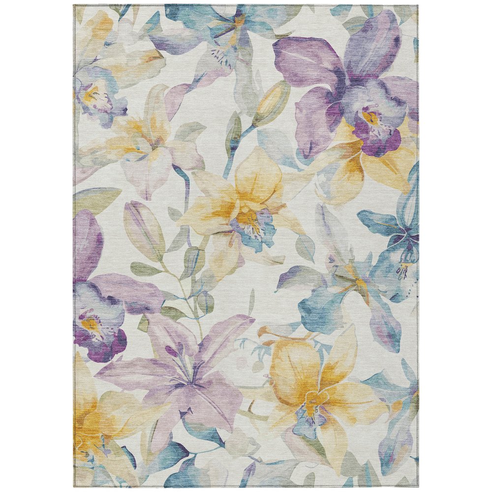 Machine Washable Indoor/Outdoor Chantille ACN2262 Ivory 5' x 7'6" Rug. Picture 1